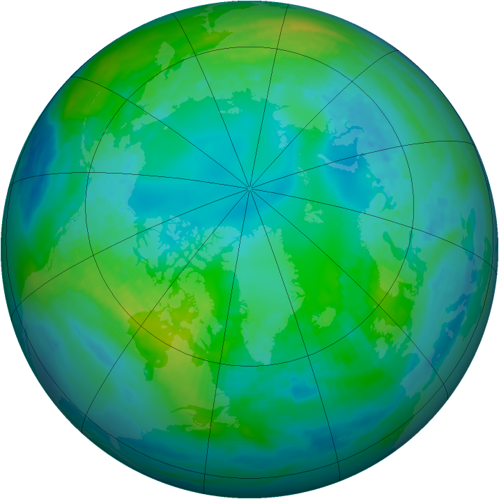 Arctic ozone map for 31 October 1990